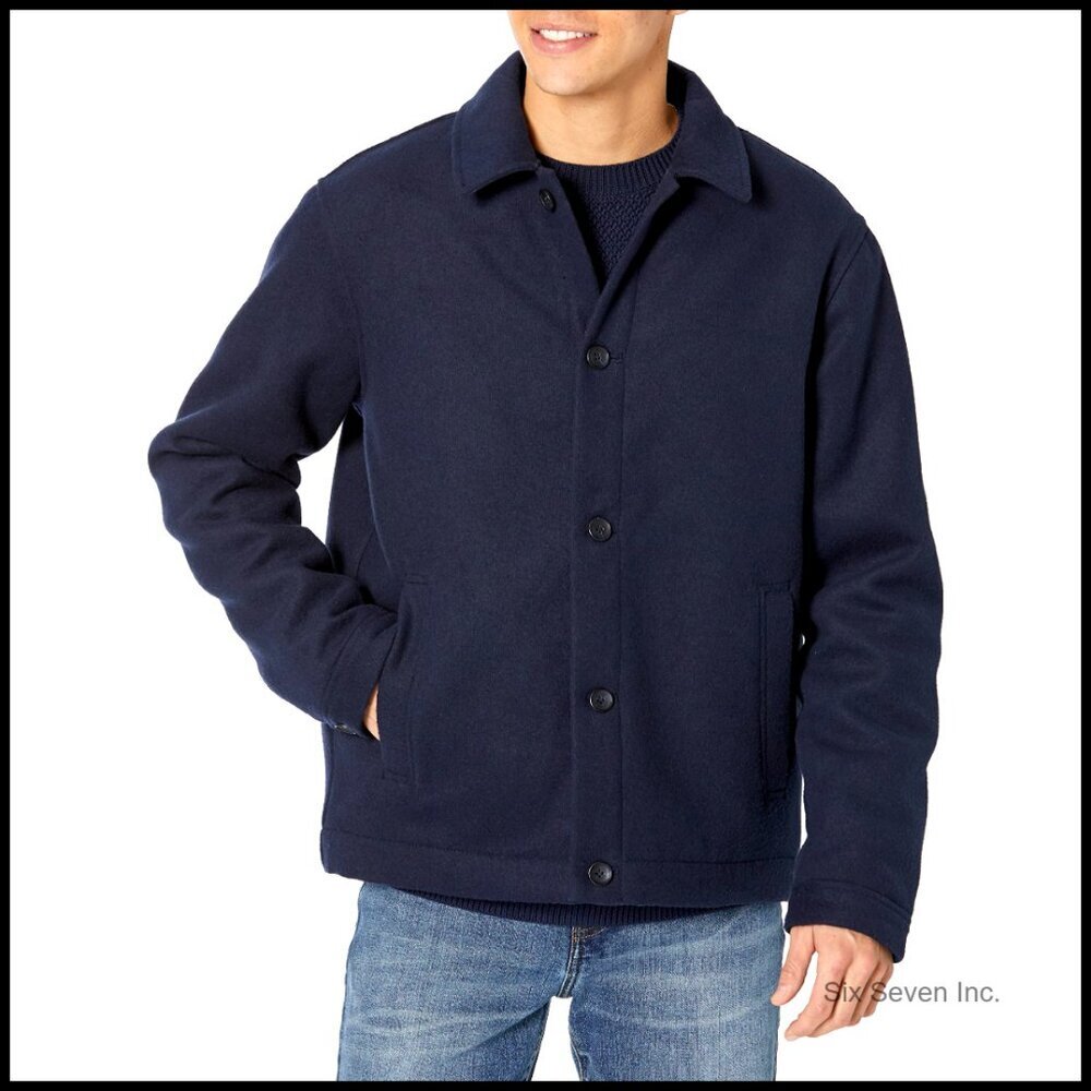 Wool Blend Bomber Jacket Relaxed Fit Classic Men's Outerwear Winter Essential